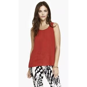 Express Women's Office Chic Split Back Sleeveless Blouse Red L Modern Style